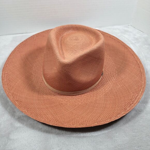 Cuyana Wide Brim Ecuador Hat Toquilla Straw Terracotta Panama Sun Hat Size 57 M main image 6